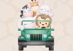 T6585 Joggingtyg Safaridjur i jeep (40 x 50 cm) 5-pack