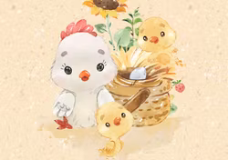 T6583 Joggingtyg Kycklingar (40 x 50 cm) 5-pack