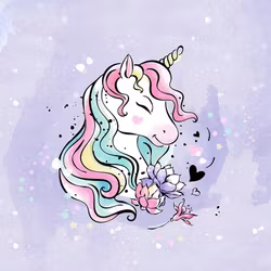 T6515 Joggingtyg Enhörning lila (40 x 50 cm) 5-pack