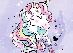 T6515 Joggingtyg Enhörning lila (40 x 50 cm) 5-pack