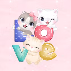 T6481 Joggingtyg Glada katter Love (40 x 50 cm) 5-pack