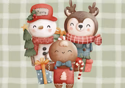 T6456 Joggingtyg Julvänner (40 x 50 cm) 5-pack