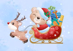 T6450 Joggingtyg Nalle i släde (40 x 50 cm) 5-pack