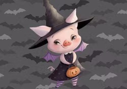 T6395 Joggingtyg Halloween gris (40 x 50 cm) 5-pack