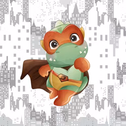 T6346 Joggingtyg Dinohjälte grön/orange (40 x 50 cm) 5-pack