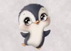 T6320 Joggingtyg Söt pingvin grå (40 x 50 cm) 5-pack