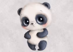 T6319 Joggingtyg Söt panda grå (40 x 50 cm) 5-pack
