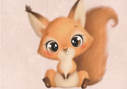 T6316 Joggingtyg Söt ekorre rosa (40 x 50 cm) 5-pack