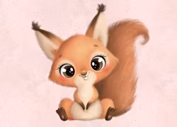 T6316 Joggingtyg Söt ekorre rosa (40 x 50 cm) 5-pack