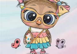 T6297 Joggingtyg Uggla pastellvåg (40 x 50 cm) 5-pack