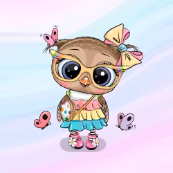 T6297 Joggingtyg Uggla pastellvåg (40 x 50 cm) 5-pack