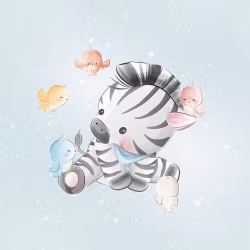 T6268 Joggingtyg Babyzebra med småfåglar (40 x 50 cm) 5-pack