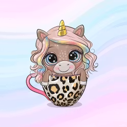 T6267 Joggingtyg Enhörning i kopp (40 x 50 cm) 5-pack