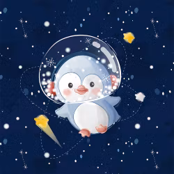 T6247 Joggingtyg Rymdpingvin (40 x 50 cm) 5-pack