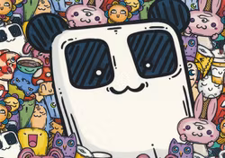 T6228 Joggingtyg Panda och färgglada figurer (40 x 50 cm) 5-pack