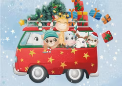 T6203 Joggingtyg Djur i julbuss (40 x 50 cm) 5-pack