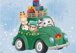 T6202 Joggingtyg Djur i julbil (40 x 50 cm) 5-pack