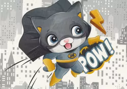 T5676 Joggingtyg Katthjälte grå/gul (40 x 50 cm) 5-pack