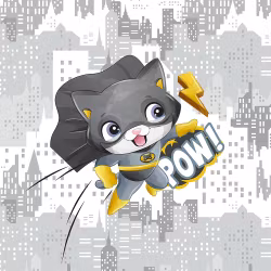 T5676 Joggingtyg Katthjälte grå/gul (40 x 50 cm) 5-pack