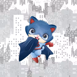 T5675 Joggingtyg Katthjälte blå (40 x 50 cm) 5-pack