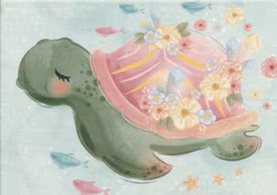 T5489 Joggingtyg Sköldpadda med blommor (40 x 50 cm) 5-pack