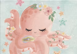 T5487 Joggingtyg Bläckfisk med blommor (40 x 50 cm) 5-pack