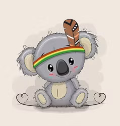 T5101 Joggingtyg Koala med fjäder beige (40 x 50 cm) 5-pack