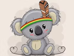 T5101 Joggingtyg Koala med fjäder beige (40 x 50 cm) 5-pack