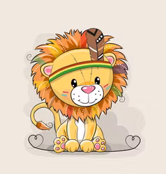 T5100 Joggingtyg Lejon med fjäder beige (40 x 50 cm) 5-pack