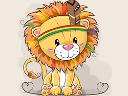 T5100 Joggingtyg Lejon med fjäder beige (40 x 50 cm) 5-pack