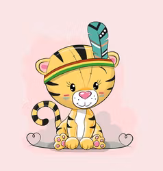 T5098 Joggingtyg Tiger med fjäder rosa (40 x 50 cm) 5-pack