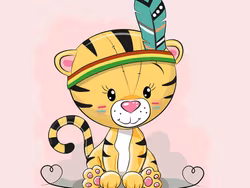 T5098 Joggingtyg Tiger med fjäder rosa (40 x 50 cm) 5-pack