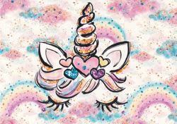 T5072 Joggingtyg Enhörningshuvud på rosa moln (40 x 50 cm) 5-pack