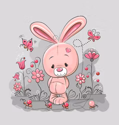 T5067 Joggingtyg Kanin på äng grå (40 x 50 cm) 5-pack