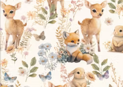 T6663 Joggingtyg Söta djurungar vit (5 m)