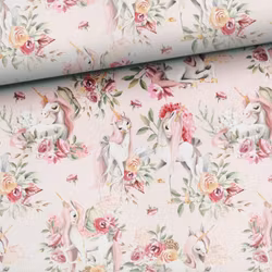 T6511 Joggingtyg Enhörning i blom (5 m)