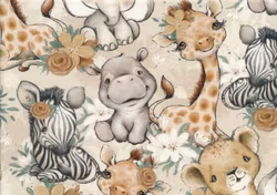 T5707 Joggingtyg Afrikanska djur med blommor (5 m)