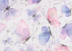 T6675 Trikå Pastellfjärilar (5 m)