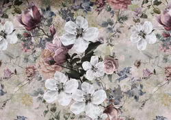 T6578 Trikå Gammeldags blommor (5 m)