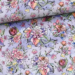 T6560 Trikå Blommor lila (5 m)