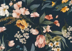 T6359 Trikå Blombukett mörkblå (5 m)