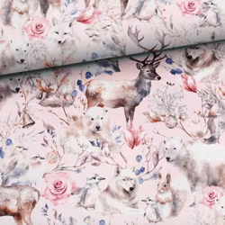 T6807 Joggingtyg Blommor och djur rosa (5 m)