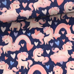 T6812 Joggingtyg Enhörningar mörkblå (5 m)