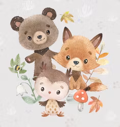 T6819 Joggingtyg Höstdjur (40 x 50 cm) 5-pack