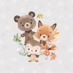 T6819 Joggingtyg Höstdjur (40 x 50 cm) 5-pack