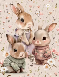T6825 Joggingtyg Kaniner rosa (40 x 50 cm) 5-pack