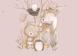 T6831 Joggingtyg Små skogsdjur rosa (40 x 50 cm) 5-pack