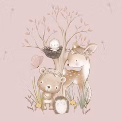 T6831 Joggingtyg Små skogsdjur rosa (40 x 50 cm) 5-pack