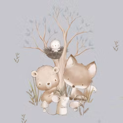 T6833 Joggingtyg Små skogsdjur blå (40 x 50 cm) 5-pack