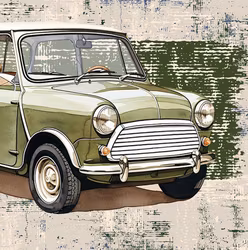 T6838 Joggingtyg Retrobil grön (40 x 50 cm) 5-pack